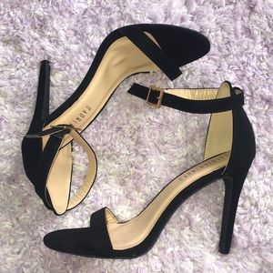 Black Suede Ankle Strap Fashion Nova heels